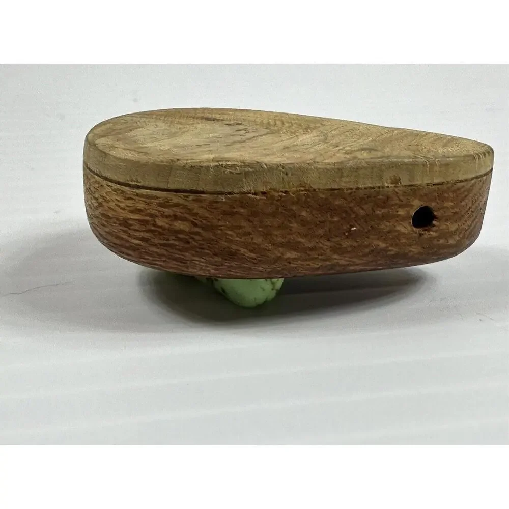 Vintage Green Turquoise Inlaid Wood Handmade‎ Necklace Bead Pendant Charm